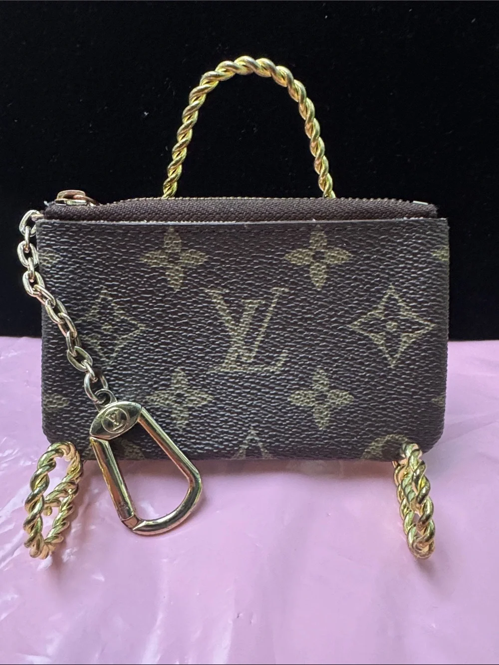 Louis Vuitton Monogram Mini Pochette in Brown with Gold Hardware